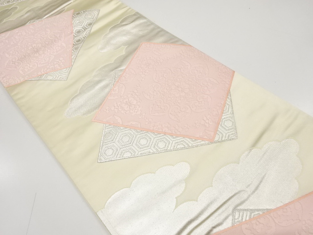 JAPANESE KIMONO / ANTIQUE FUKURO OBI / SILK / WOVEN FLOWER CREST